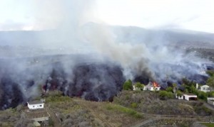 Lava from volcano in La Palma, Spain destroys 100 homes.
