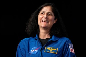 A photo of astronaut Suni Williams speaking