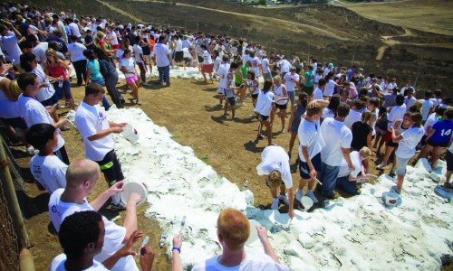 A messy afternoon: Students participate in the tradition of painting the CLU rocks during freshman orientation in 2009.
Photos courtesy of Karin Grennan