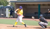 Making history: Nick Boggan broke the record for RBI’s in a single season when he drove in his 60th run against Chapman on Sunday.
Photo by Zachary Harper - Staff Photographer