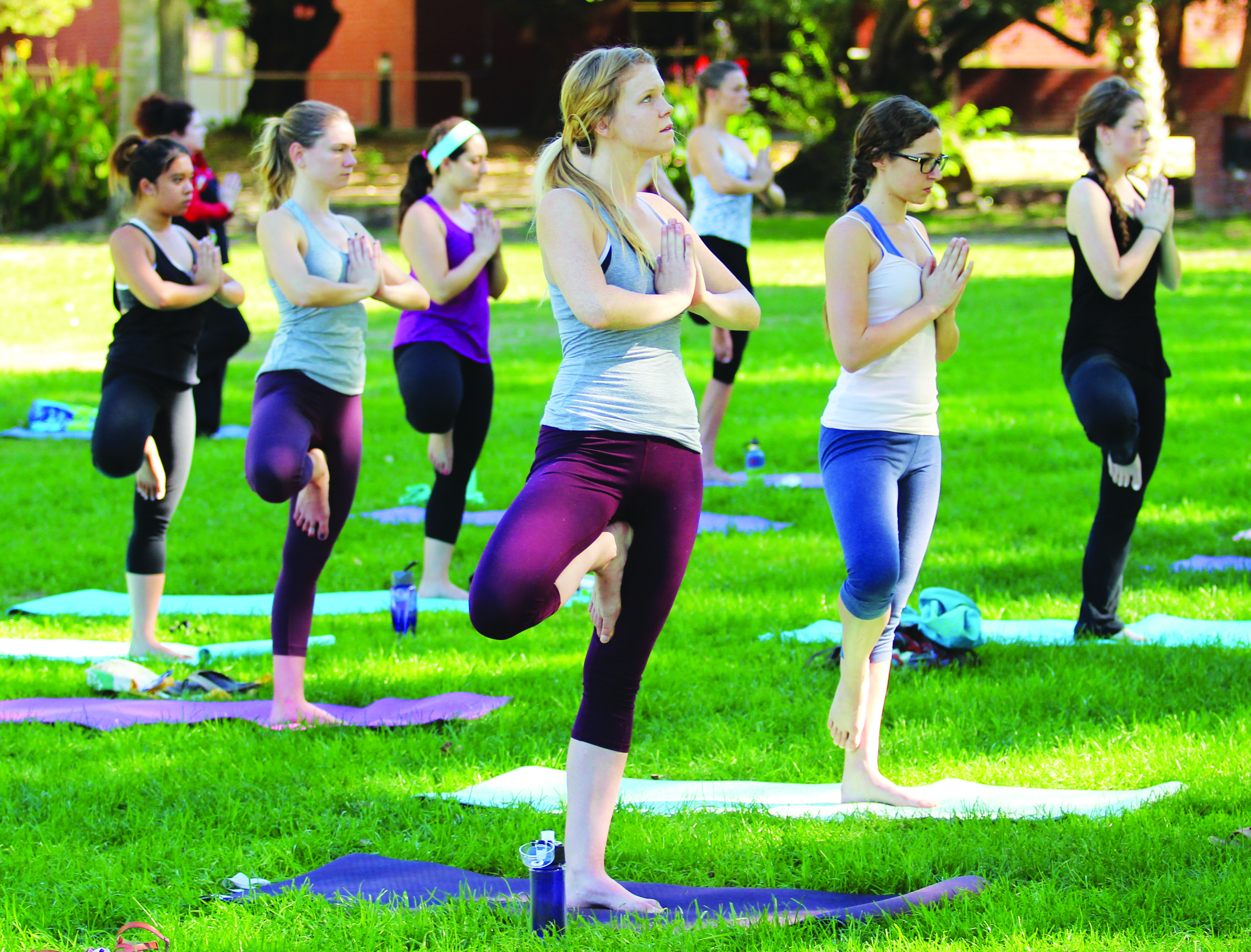 CLU Students Show Off Their Yoga Poses In Kingsmen Park The Echo