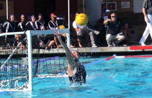 During Friday’s semi-final against Whittier College, senior goalkeeper Bailey Meyer totaled 16 saves, becoming the first Regal to make over 900 career saves. After Cal Lutheran's 10-9 championship victory on Sunday, April 28, Meyer has made a total of 912 saves during her 4 years of Cal Lutheran water polo. (Photo by Joc Smith - Photojournalist)