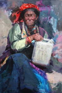 Jove Wang - "Tibetan Old Woman", 24x36in
