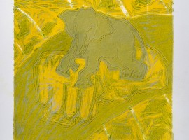 Thor Nualsumlee_Elephant_Woodcut relief