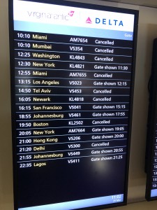 A lot of flights had been canceled. Fortunately, mine wasn't one of them.