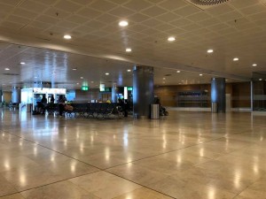 Announcements at the airport insisted we remain two meters apart.